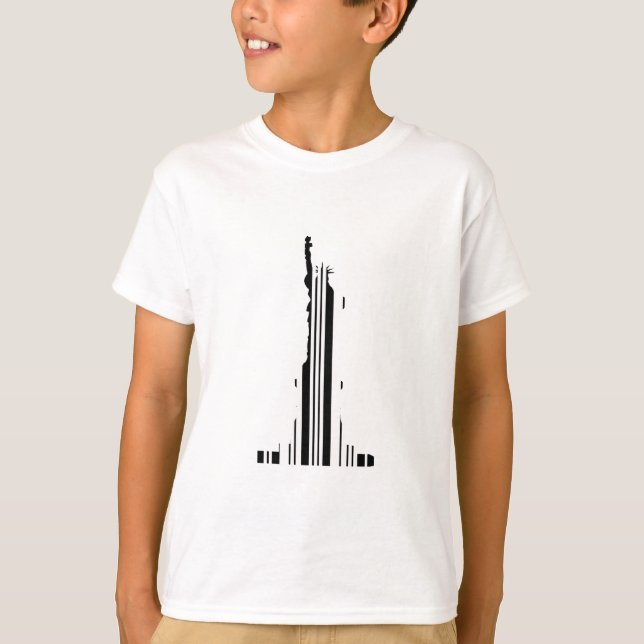 FRIHETSGUDINNANS BARKOD New York Streckkod Tee (Framsida)