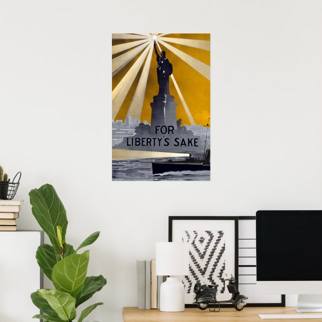 Frihetsgudinnans fackla & US Navy andra världskrig Poster (Hemmakontoret)