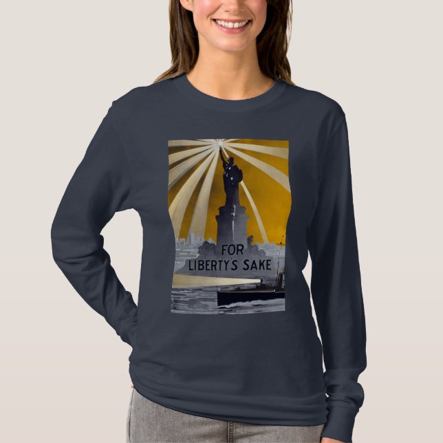 Frihetsgudinnans fackla & US Navy andra världskrig T Shirt (Framsida)
