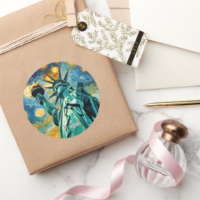 Frihetsgudinnans intryck runt klistermärke (Gåvor)