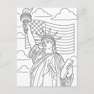 Frihetsgudinnans patriotiska målarbild vykort