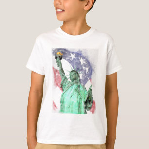 Frihetsgudinnans stängning med vattenfärg för flag t shirt