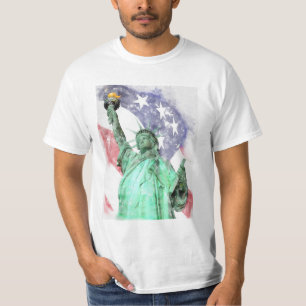 Frihetsgudinnans stängning med vattenfärg för flag t shirt