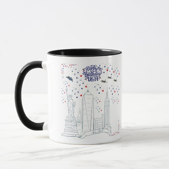 Frihetshimlens flammor svart & vitt mugg (Vänster)