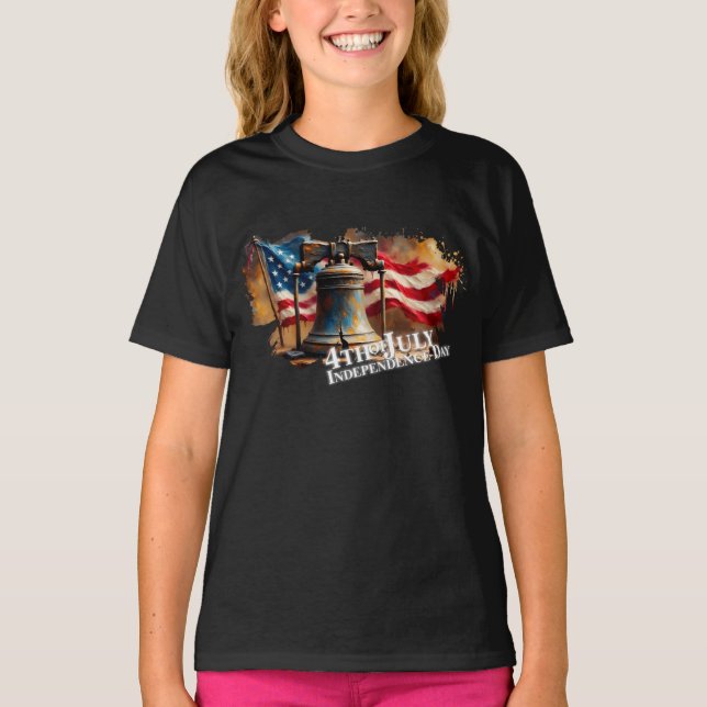 Frihetsklockans konst för 4:e juli-firande t shirt (Framsida)