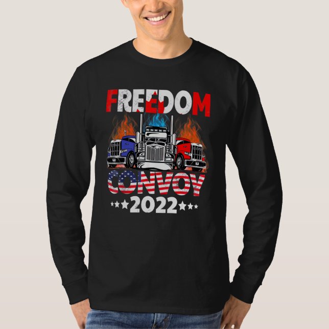 Frihetskonvoj 2022 till stöd för lastbilsförarnas  t shirt (Framsida)