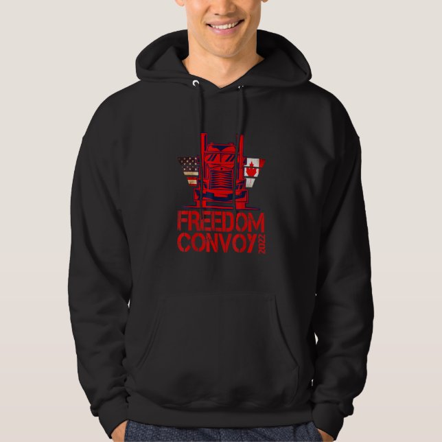 Frihetskonvoj 2022 Vår lastbilskonvoj Hoodie (Framsida)