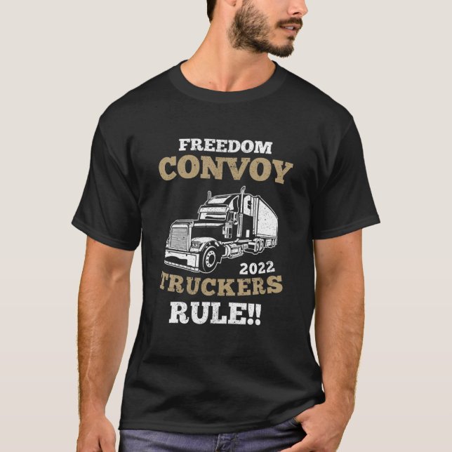 FRIHETSKONVOY 2022 CANADIAN TRUCKER Rule Canada S T Shirt (Framsida)
