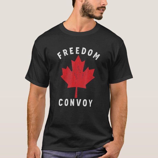 FRIHETSKONVOY 2022 CANADIAN TRUCKER TEES MAPLE LE T SHIRT (Framsida)