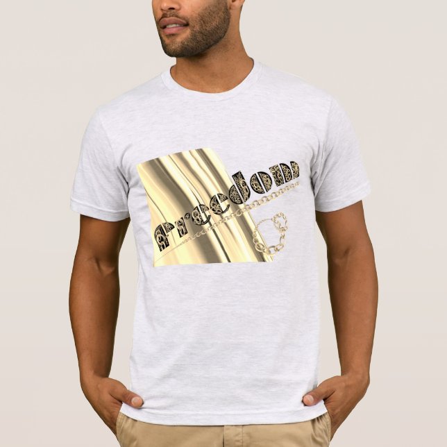 Frihetsmetalleffekten guld skriven i kedjor t shirt (Framsida)