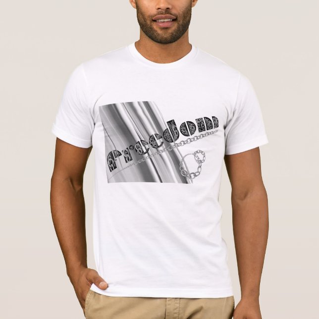 Frihetsmetalleffekten silver skriven i kedjor t shirt (Framsida)