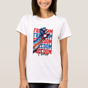 Frihetsnöve USA Flagga Kraftfull Utställning T Shirt