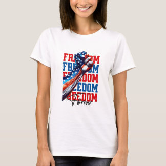 Frihetsnöve USA Flagga Kraftfull Utställning T Shirt