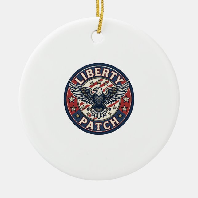Frihetsplåster Patriotisk Broderi Julgransprydnad Keramik (Framsidan)