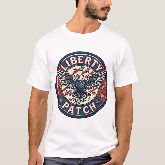 Frihetsplåster Patriotiskt Broderi T Shirt (Framsida)