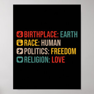 Frihetspositionen för Birplace Earth Tävling Human Poster