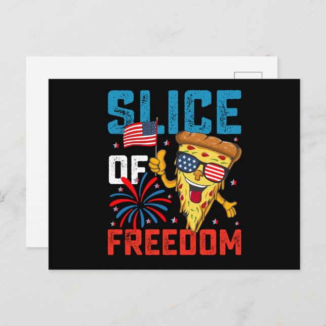 Frihetssegment 4 juli Pizza USA flagga Sunglasse Vykort (Fram/baksida)