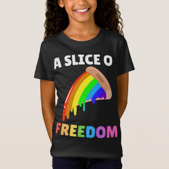 Frihetssegment Gay pride Pizza Rainbow Flagga T Shirt (Framsida)