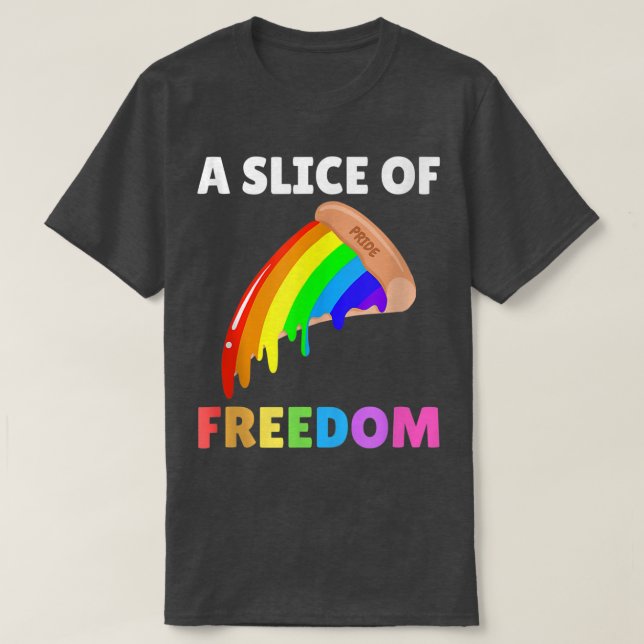 Frihetssegment Pizza Rainbow Gay pride Funny  T Shirt (Design framsida)