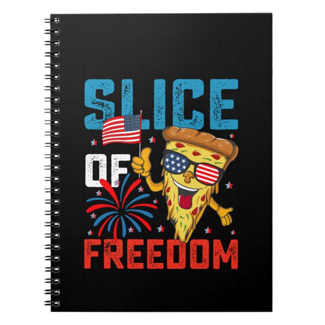 Frihetssnutt 4 juli Pizza USA Flagga Solglasögon Anteckningsbok (Framsidan)