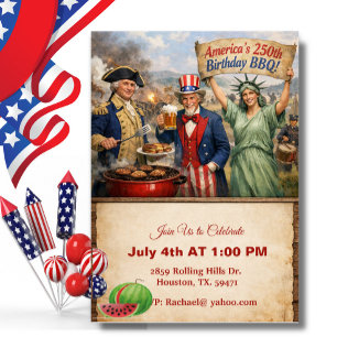 Frihetsstatyn Amerikas 250-års BBQ Inbjudningar