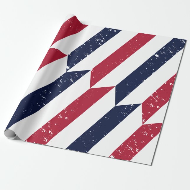 Frihetssteg - Röd vit och blå patriotisk Presentpapper (Utrullad)