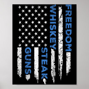 Frihetstek & gevär amerikansk flagga patriotis poster