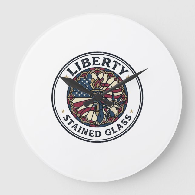 Frihetstida Glas Patriotisk Patriotisk Färgad  Stor Klocka (Framsida)