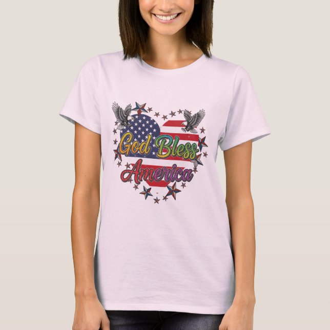 Frihetstrådar: Fetstilta amerikanska utskrifter av T Shirt (Framsida)