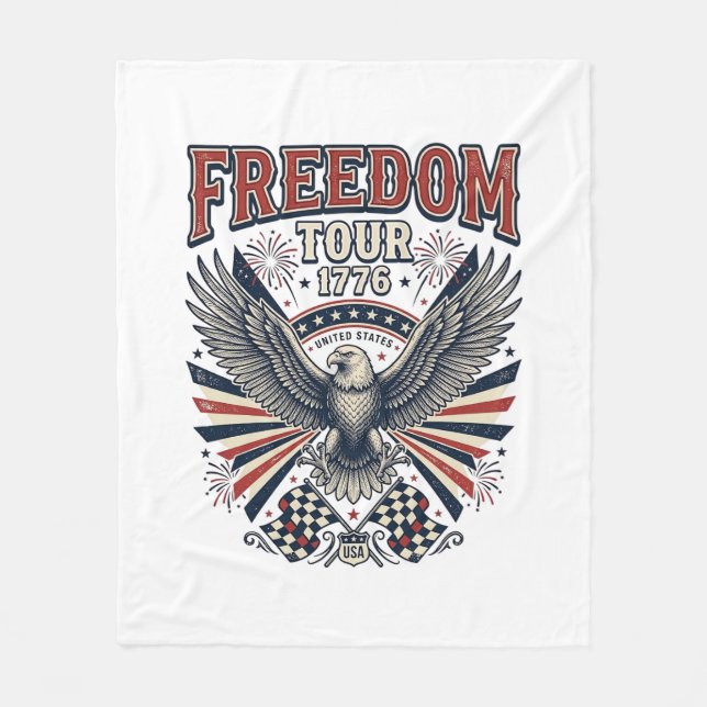 Frihetsturné 1776 Vintage Eagle Patriotisk Tröja_1 Fleecefilt (Framsidan)
