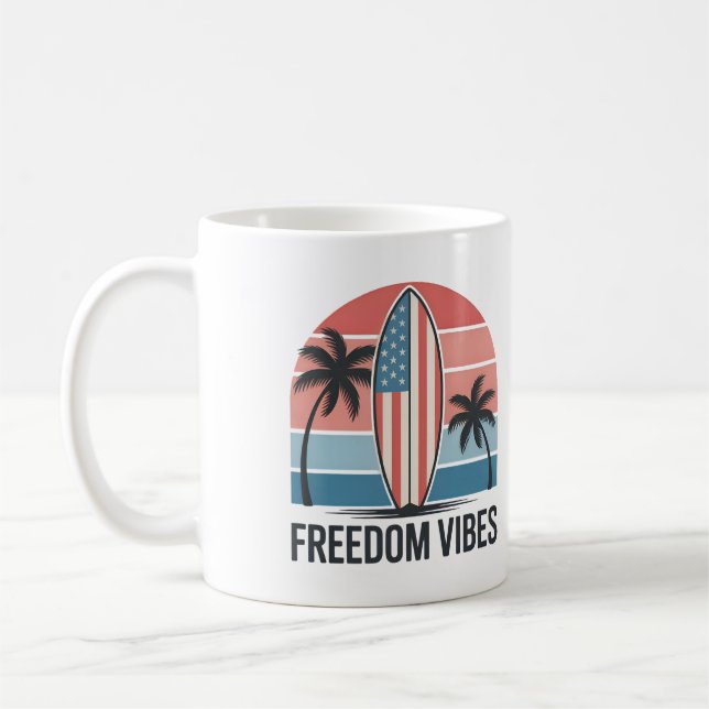 Frihetsvibbar 4:e juli Patriotisk sommar Kaffemugg (Vänster)
