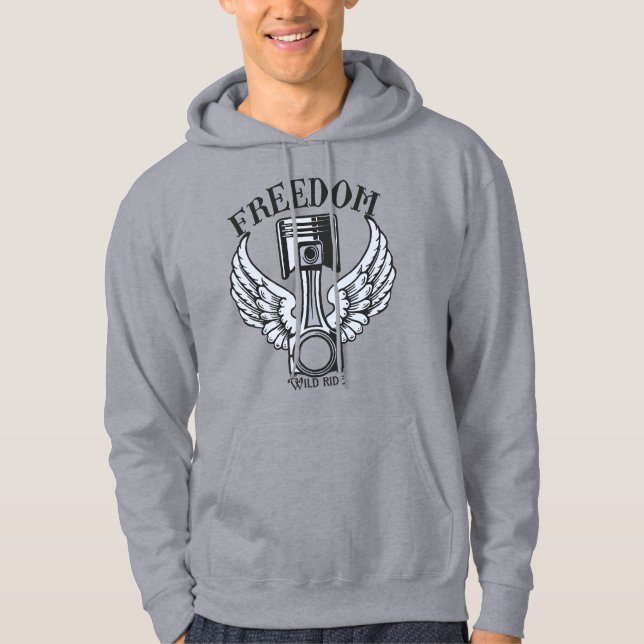 frihetsvingar kolvar vintage motorcykel hoodie (Framsida)