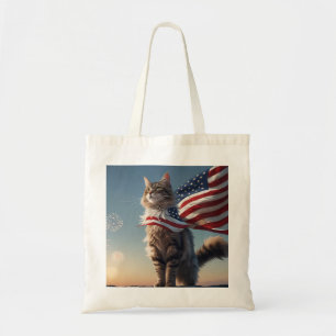 Frihetswhisky - Patriotic Cat Tote Bag Tygkasse