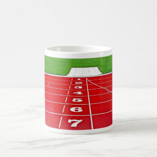Friidrottspring spårar muggen kaffemugg