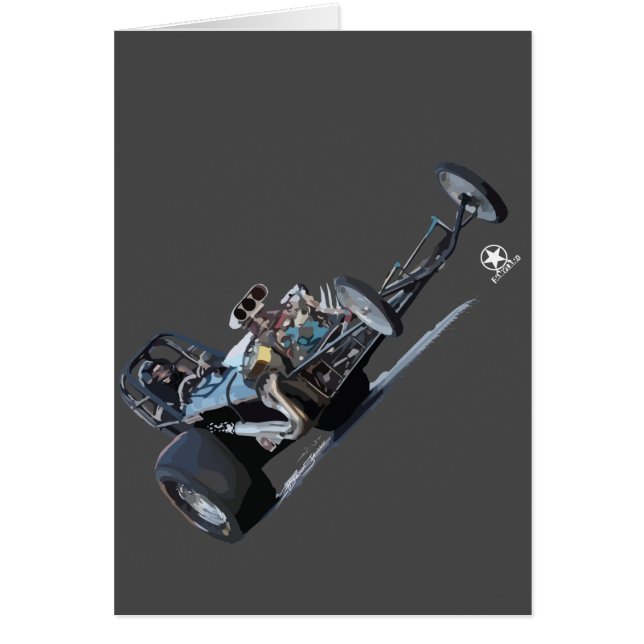 Friktionstävla & vintage Dragsters Hälsningskort (Framsidan)