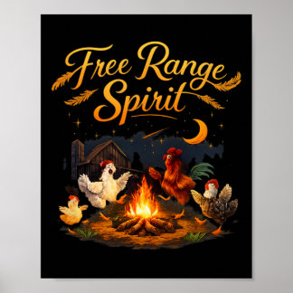 Frilansande landsbygdshöns campingeld poster