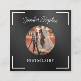 Frilansfotograf Anpassad fotokod QR Svart Fyrkantigt Visitkort