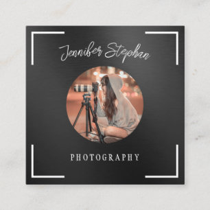 Frilansfotograf Anpassad fotokod QR Svart Fyrkantigt Visitkort