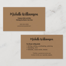 Frilansskribent Minimal Varm Brun Visitkort