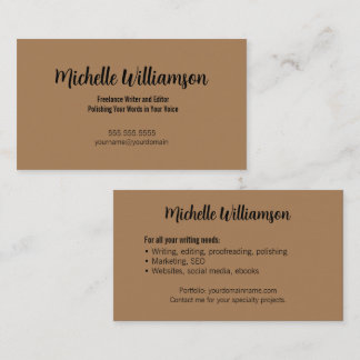 Frilansskribent Minimal Varm Brun Visitkort