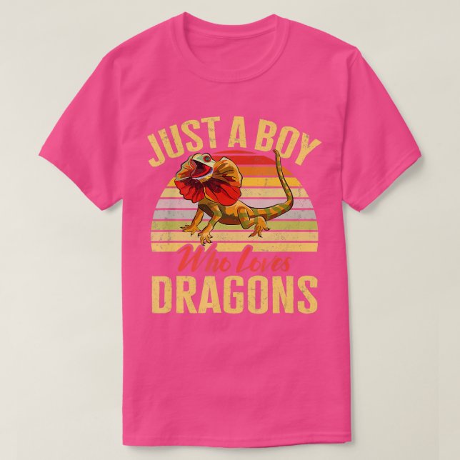 Frilled Lizard bara en pojke som Kärlek Dragons He T Shirt (Design framsida)