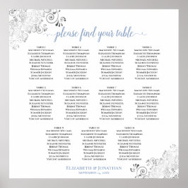 Frilly 11 Bord Dusty Blue på vitt sittplatskort Poster