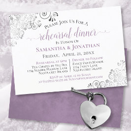 Frilly Elegant Lavender Bröllop Rehearsal Dinner Inbjudningar