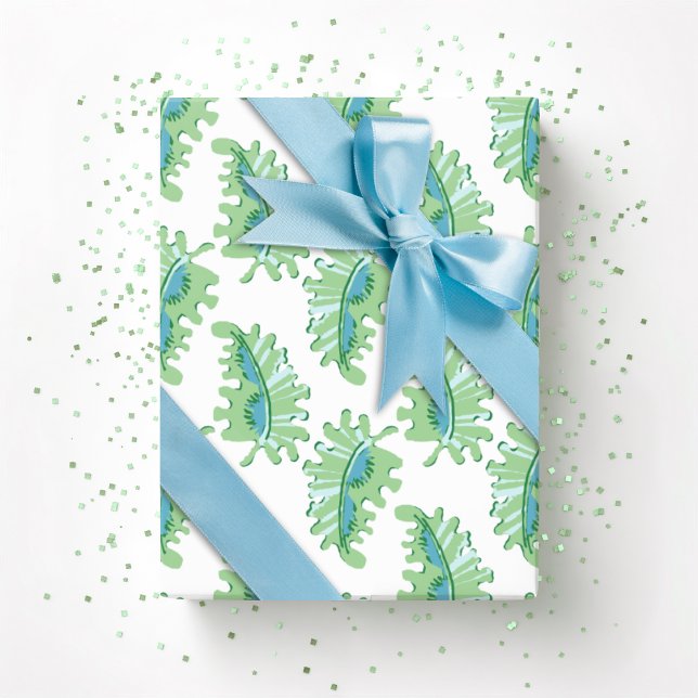 Frilly Frond in Green and Aqua Presentpapper (Skapare uppladdad)