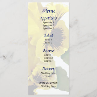 Frilly Gult Pansies Bröllop Menu Meny