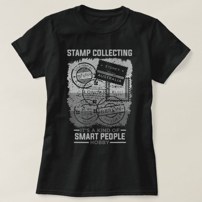 Frimärke Collating Hobby Smart People Funny Frimär T Shirt (Design framsida)