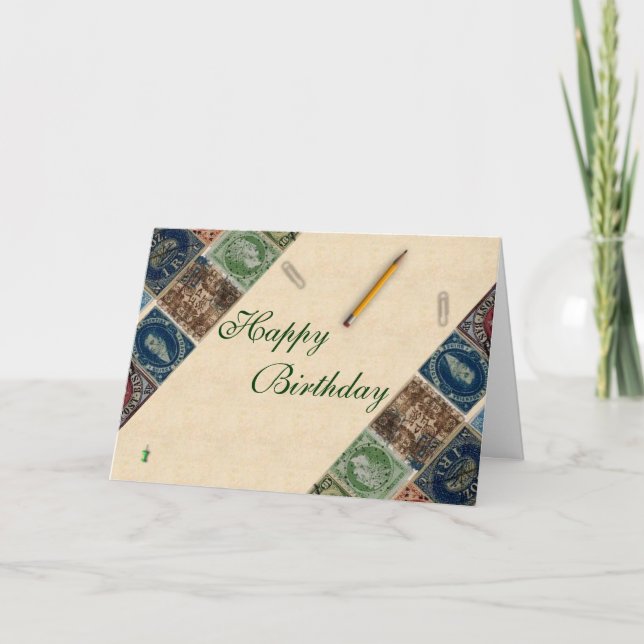 Frimärke-födelsedagskort för insamling kort (Framsida)