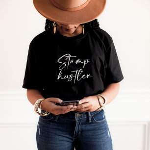 Frimärke Hustler White Script Notary Public Black T Shirt