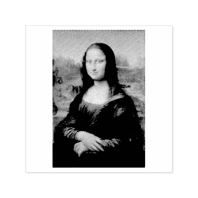 FRIMÄRKE: LEONARDO DA VINCI: Mona Lisa Självfärgande Stämpel (Design)