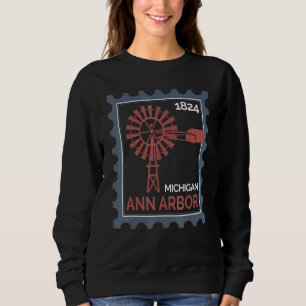 Frimärke med en gammal vindturbin i Ann Arbo T Shirt